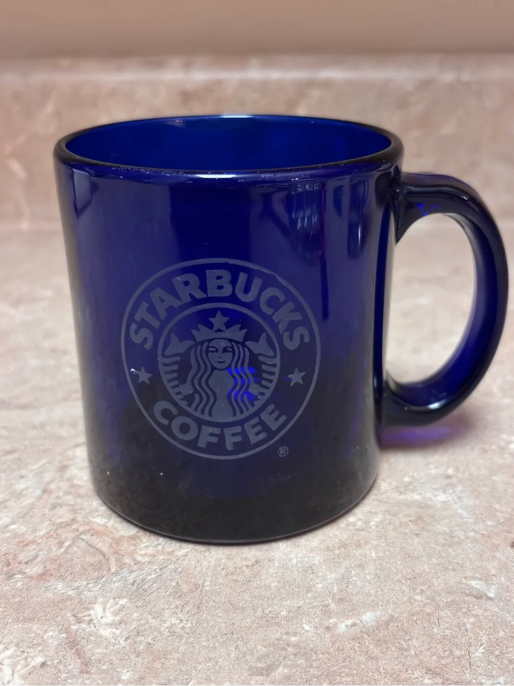 Starbucks Glass Cobalt Coffee Mug  12 oz Made In USA